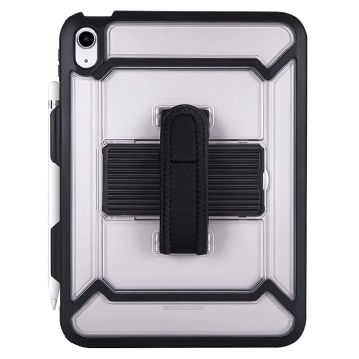 For iPad (2025) / 10.9 (2022) Tablet Cover Kickstand Case with Built-In PET Screen Film / Grip Strap / Pen Slot - Purple