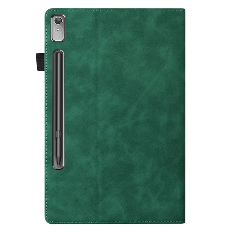 For Lenovo Pad Pro 2022 / Tab P11 Pro Gen 2 Viewing Stand Business Folio Tablet Cover PU Leather Wallet Elastic Band Protective Case with Pencil Holder - Green