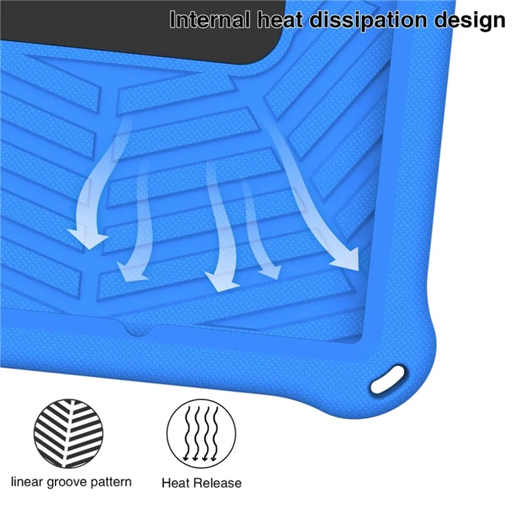 For Samsung Galaxy Tab A8 10.5 (2021) / (2022) Spider Web Texture Hand Grip Kickstand Tablet Cover Scratch-resistant Case with Shoulder Strap - Blue