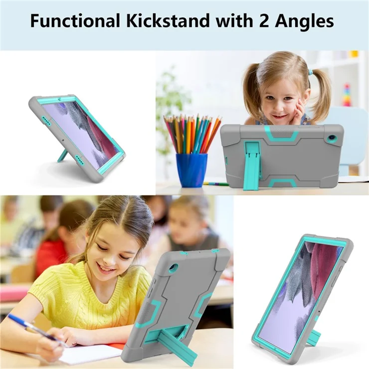 For Samsung Galaxy Tab A8 10.5 (2021) / (2022) Protective Cover, Shockproof Silicone + PC Hybrid Tablet Case with Kickstand - Grey / Mint Green
