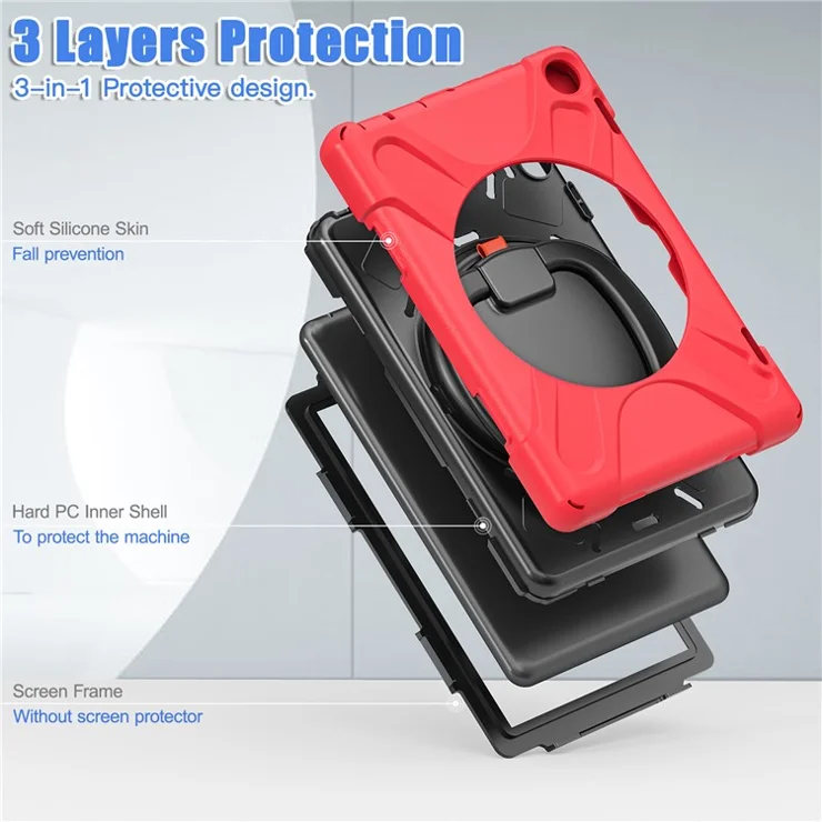 For Amazon Fire HD 8 (2022) / HD 8 (2024) Bump Proof Tablet Case PC+Silicone Protective Cover with Kickstand - Red