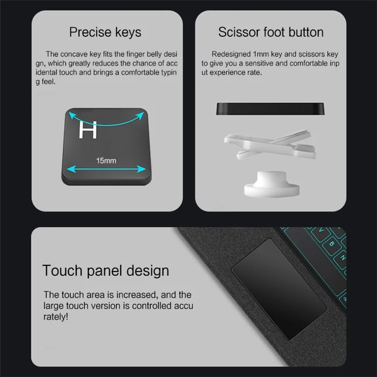 JIUYU For iPad Pro 11 (2020) / (2021) / (2022) Detachable Bluetooth-compatible Keyboard with Hinge Stand Leather Case