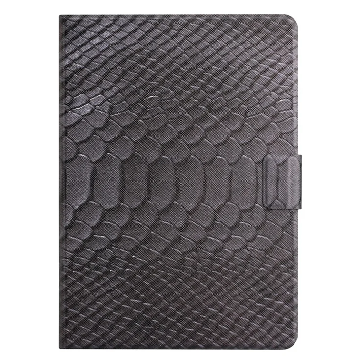 For iPad 10.2 (2021) / (2020) / (2019) Printed Crocodile Pattern PU Leather Tablet Case Folding Stand Card Holder Smart Cover Protector - Black