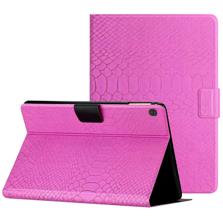 For Lenovo Tab M10 TB-X605F / X505 PU Leather Stand Tablet Case Crocodile Pattern Printing Shockproof Cover with Card Slot - Rose