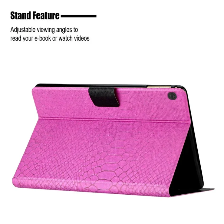 For Lenovo Tab M10 TB-X605F / X505 PU Leather Stand Tablet Case Crocodile Pattern Printing Shockproof Cover with Card Slot - Rose