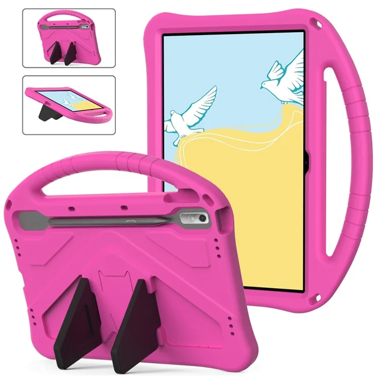 Tablet Case for Lenovo Tab P11 Pro Gen 2, Portable Handle Foldable Kickstand Shockproof EVA Protective Cover - Rose