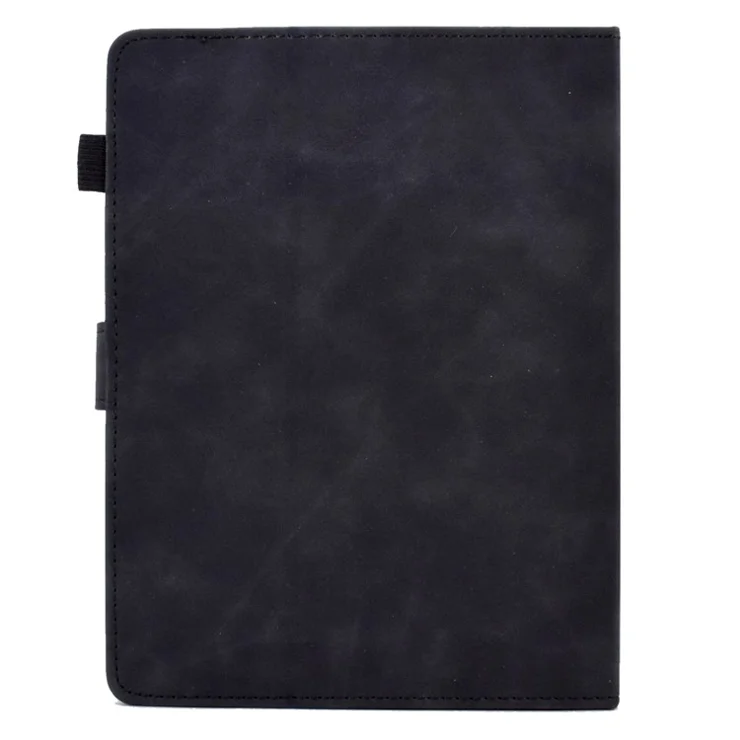 Butterfly Flower Pattern Imprinted Leather Case for 10-inch Tablet, Stitching Line Full Protection Tablet Cover with Card Holder Stand - Black