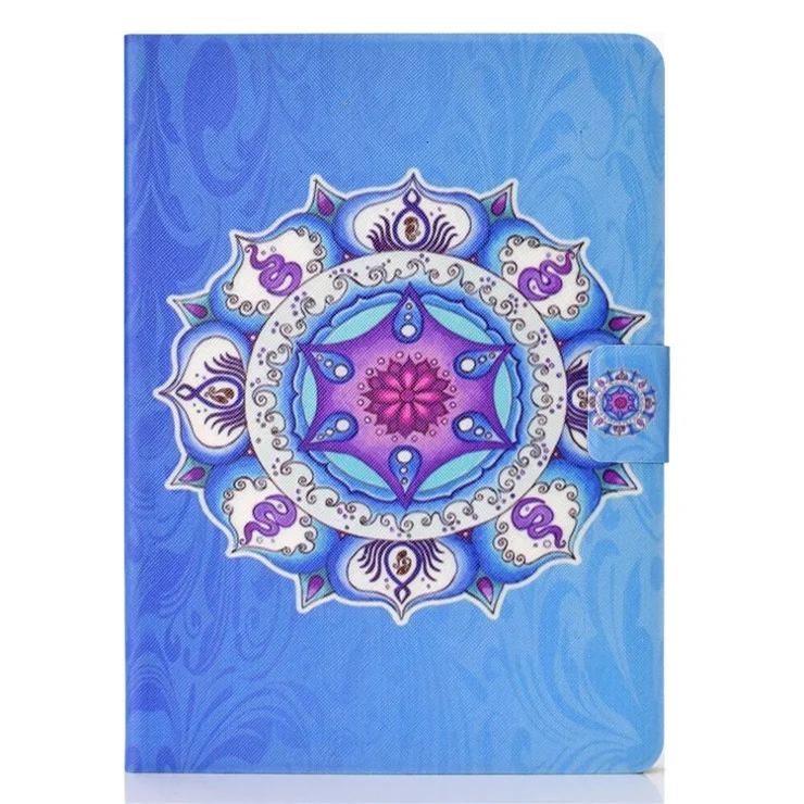 For Amazon Fire HD 8 (2022) PU Leather Magnetic Protective Cover Pattern Printing Stand Card Holder Folio Tablet Case - Mandala