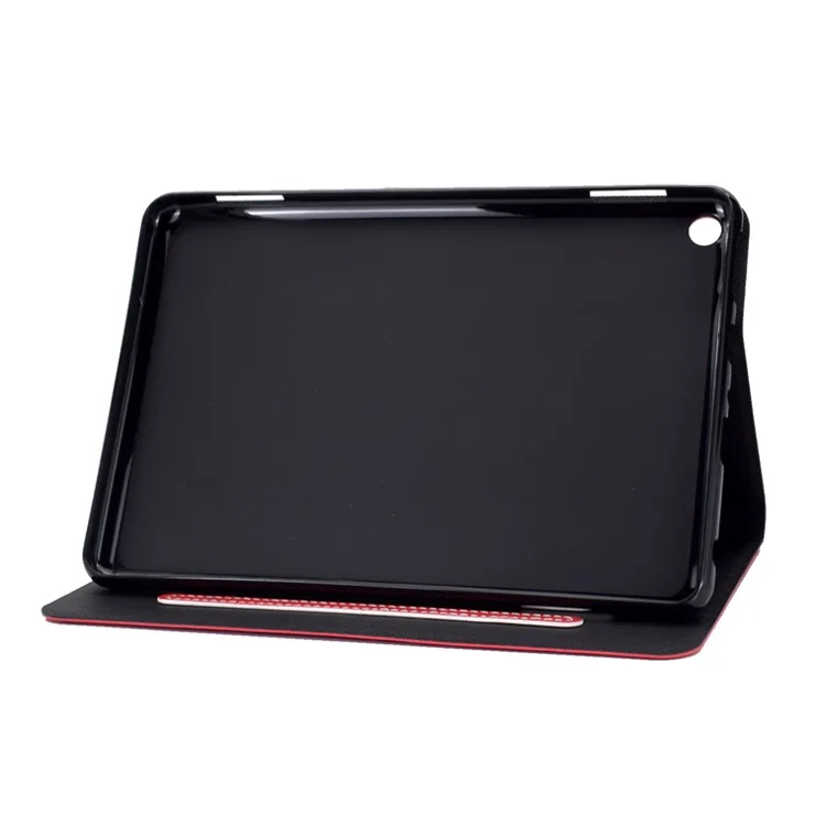 For Amazon Fire HD 8 (2022) Cowhide Texture PU Leather Tablet Case Card Holder Magnetic Clasp Cover with Foldable Stand - Red