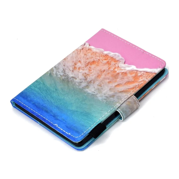 For Amazon Kindle Youth Edition 2022 Folio Flip Tablet Stand Case Stitching Line PU Leather Card Holder Protective Cover - Ocean