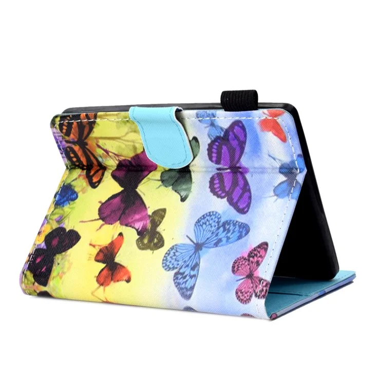 For Amazon Kindle Youth Edition 2022 Folio Flip Tablet Stand Case Stitching Line PU Leather Card Holder Protective Cover - Colorful Butterflies