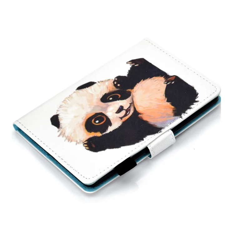 For Amazon Kindle Youth Edition 2022 Folio Flip Tablet Stand Case Stitching Line PU Leather Card Holder Protective Cover - Panda Waving