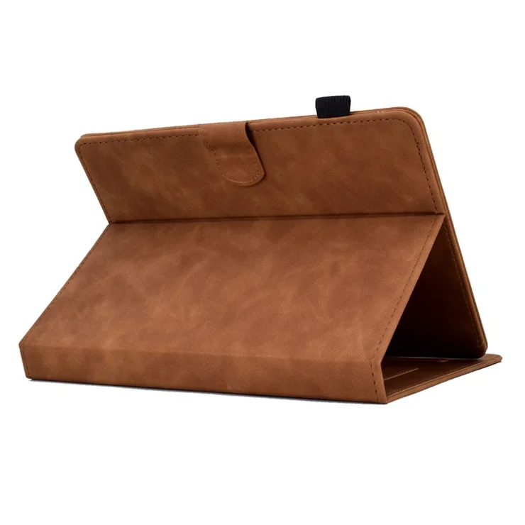 Universal 10-Inch Tablet Case Tower Bike Butterfly Pattern Imprinted Microfiber Leather Stand Protective Cover with Card Holder - Brown