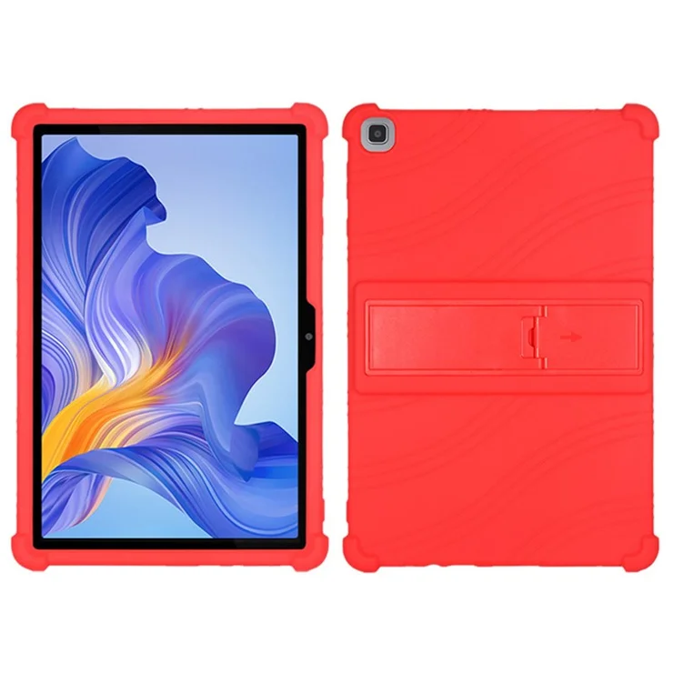 For Honor Pad X8 Soft Silicone Tablet Case PC Kickstand Drop Protection Tablet Cover - Red