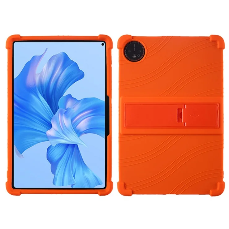 For Huawei MatePad Pro 11 (2022) Soft Silicone Tablet Case PC Kickstand Collision Resistant Tablet Cover - Orange