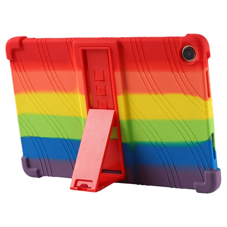Protective Cover for Realme Pad 10.4-inch, PC Kickstand Scratch Resistant Soft Silicone Tablet Case - Rainbow
