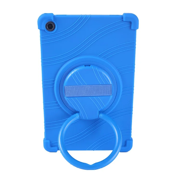 For Lenovo Tab M10 Plus (3rd Gen) / Xiaoxin Pad 2022 10.6 inch 125FU / 128FU Silicone Protective Cover Rotary Hand Grip Kickstand Shockproof Tablet Case - Dark Blue