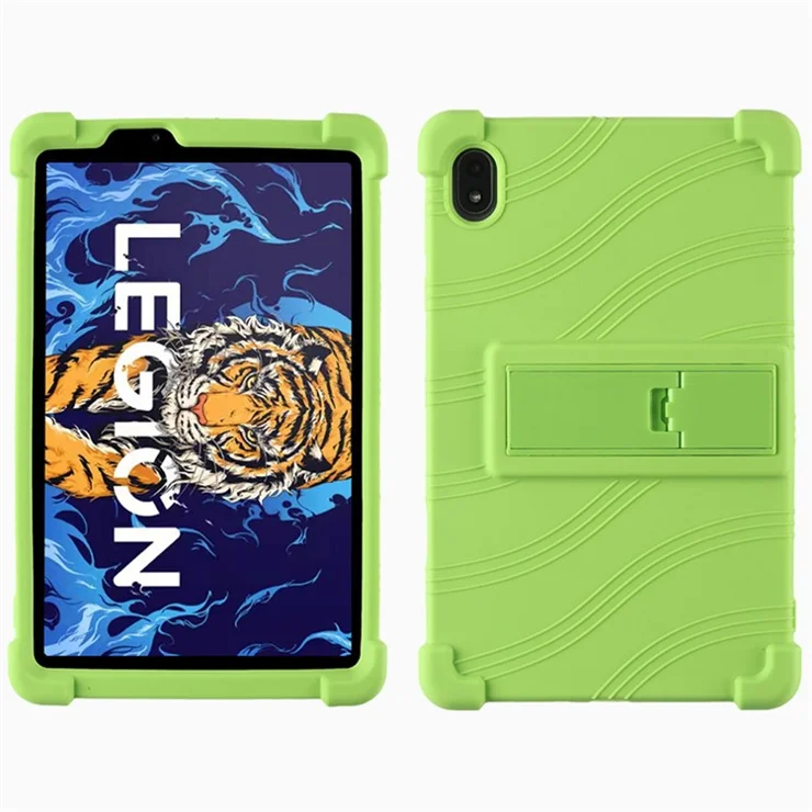 For Lenovo Legion Y700 Kickstand Soft Silicone Case Anti-Scratch Anti-Collision Tablet Cover - Green