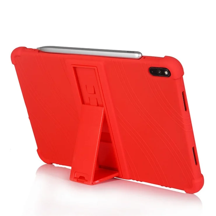 For Huawei MatePad Pro 10.8 (2021) MRR-W19 Shockproof Silicone Tablet Case PC Kickstand Protective Cover - Red