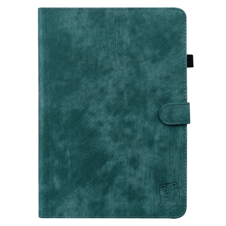For Huawei MatePad Pro 11 (2022) PU Leather Stand Case Imprinted Cute Tiger Pattern Anti-drop Flip Tablet Cover with Card Holder - Green