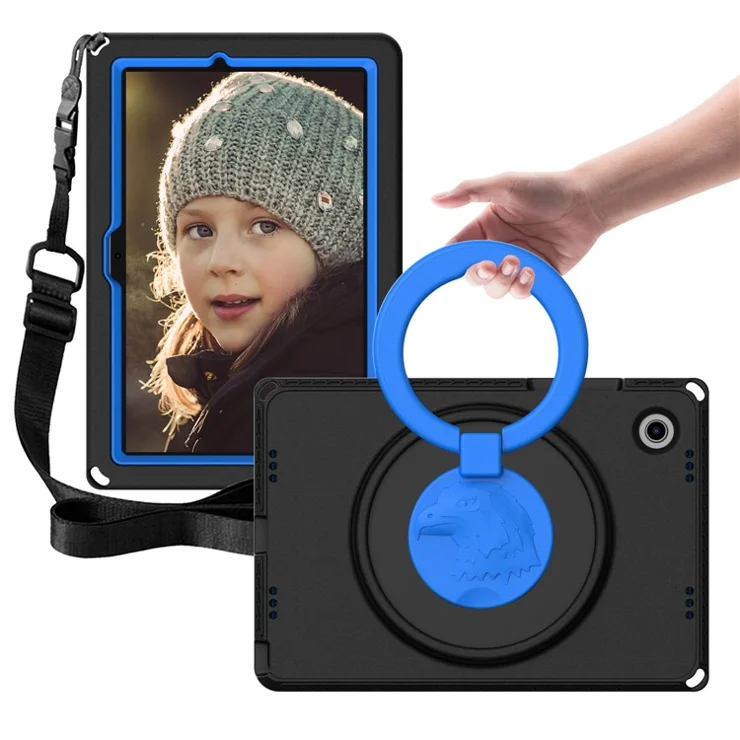 For Samsung Galaxy Tab A8 10.5 (2021) EVA Case with Shoulder Strap, Waterproof Screen Film Shockproof Tablet Case - Black