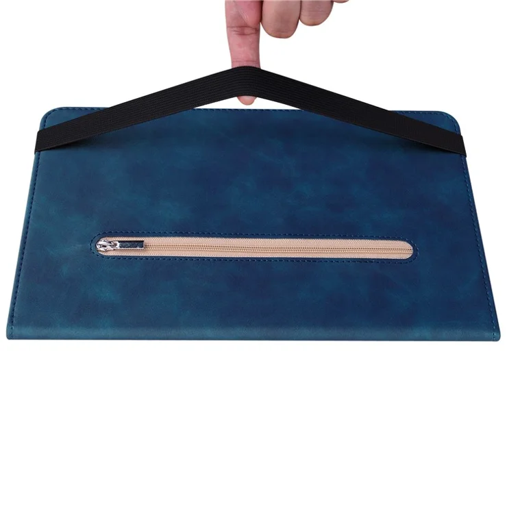 For Lenovo Tab P11 Gen 2 Tablet Case PU Leather Stand Zipper Pocket Card Slot Smart Cover - Dark Blue