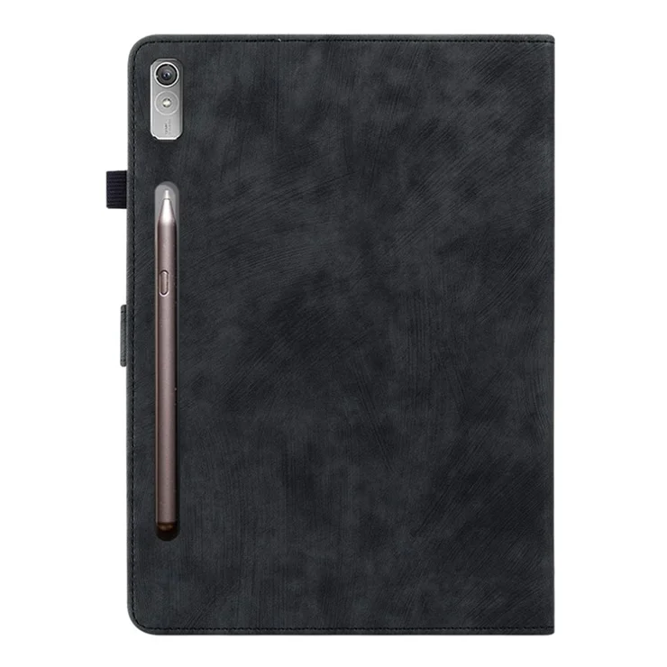 Shockproof Case for Lenovo Tab P11 Pro Gen 2 PU Leather Stand Case Cute Tiger Pattern Flip Cover with Card Holder - Black