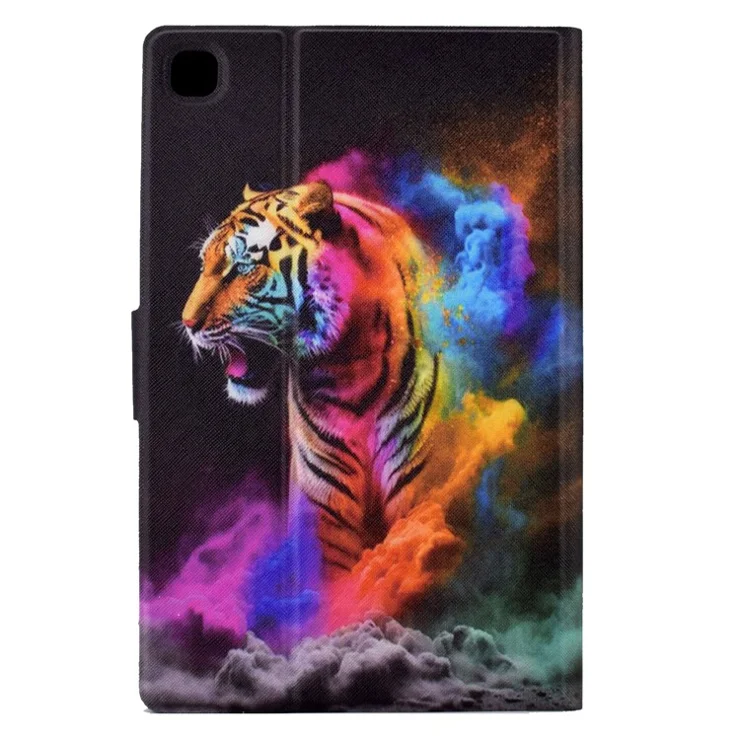 Leather Case for Samsung Galaxy Tab A7 10.4 (2020) / (2022) T500 / T505 Pattern Printed Folio Flip Tablet Cover with Card Holder - Colorful Tiger
