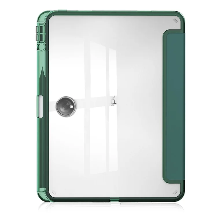 For Oppo Pad 2 Clear Tablet Case PU Leather + TPU + Acrylic Stand Smart Cover with Pen Slot - Blackish Green