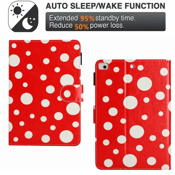 For iPad Air (2013) / Air 2 / iPad Pro 9.7 inch (2016) / iPad (2017) / (2018) Dot Printed Protective Tablet Case PU Leather Flip Cover - Red / White Dot