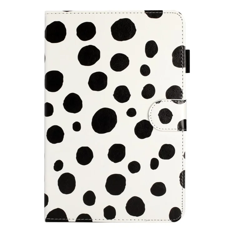 7-inch Tablet PU Leather Card Holder Stand Case Dots Pattern Auto Wake / Sleep Tablet Cover - White / Black Dots