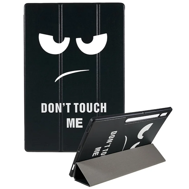 For Samsung Galaxy Tab S8 Ultra Trifold Stand Tablet Case PU Leather Pattern Printing Cover - Don't Touch Me