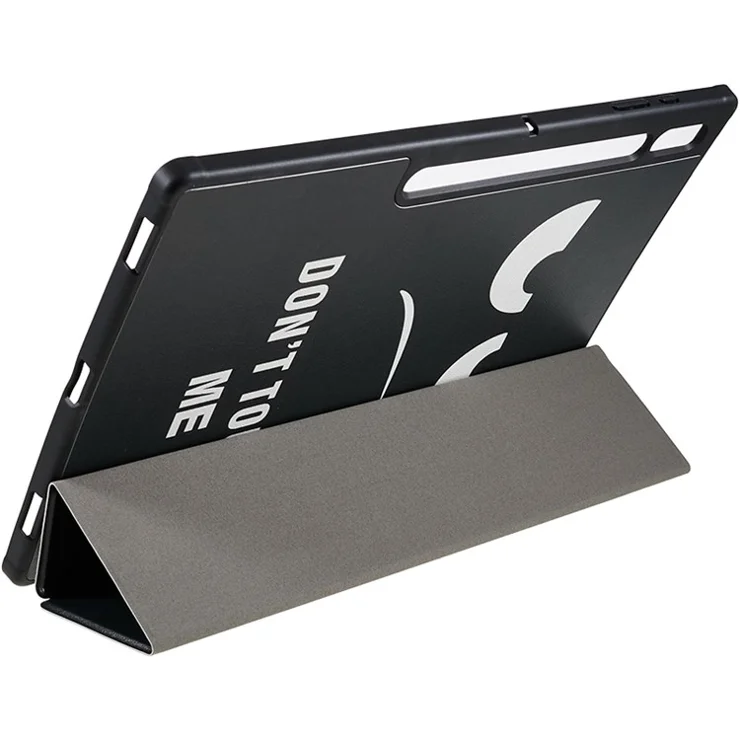 For Samsung Galaxy Tab S8 Ultra Trifold Stand Tablet Case PU Leather Pattern Printing Cover - Don't Touch Me