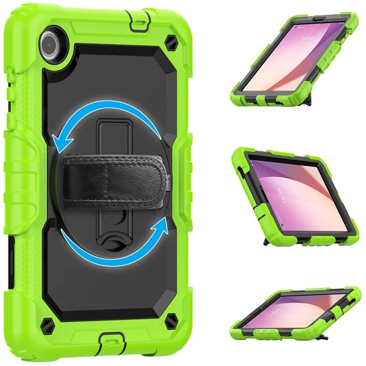 For Lenovo Tab M8 (4th Gen) 2024 TB-301XU / M8 (4th Gen) 2023 TB-300FU Silicone+PC Case Kickstand with PET Screen Film - Lime