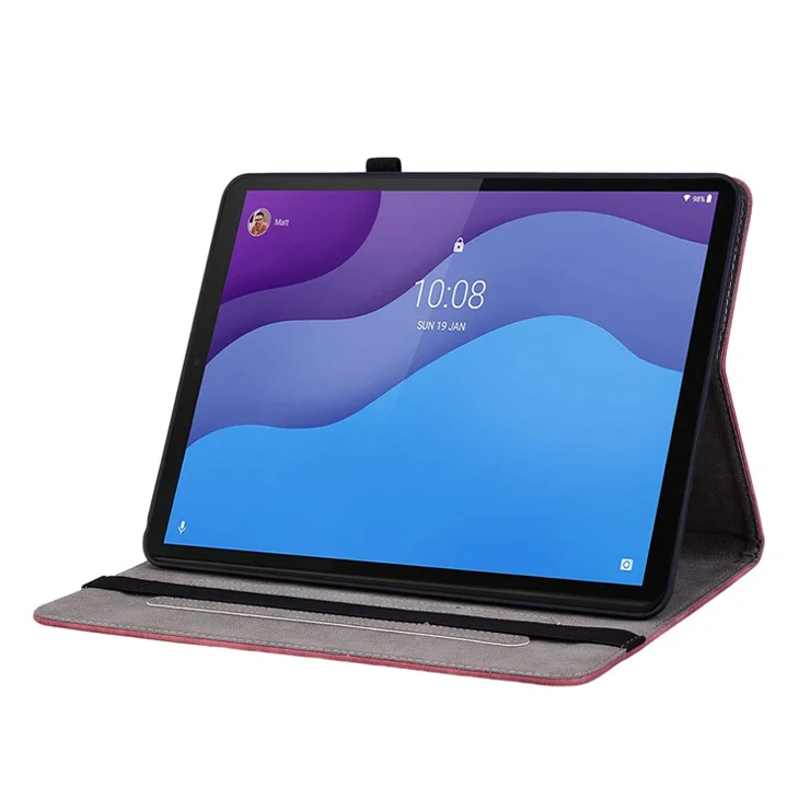 PU Leather Case for Lenovo Tab M10 HD Gen 2 TB-X306X / TB-X306F Stand Imprinted Tablet Cover - Red