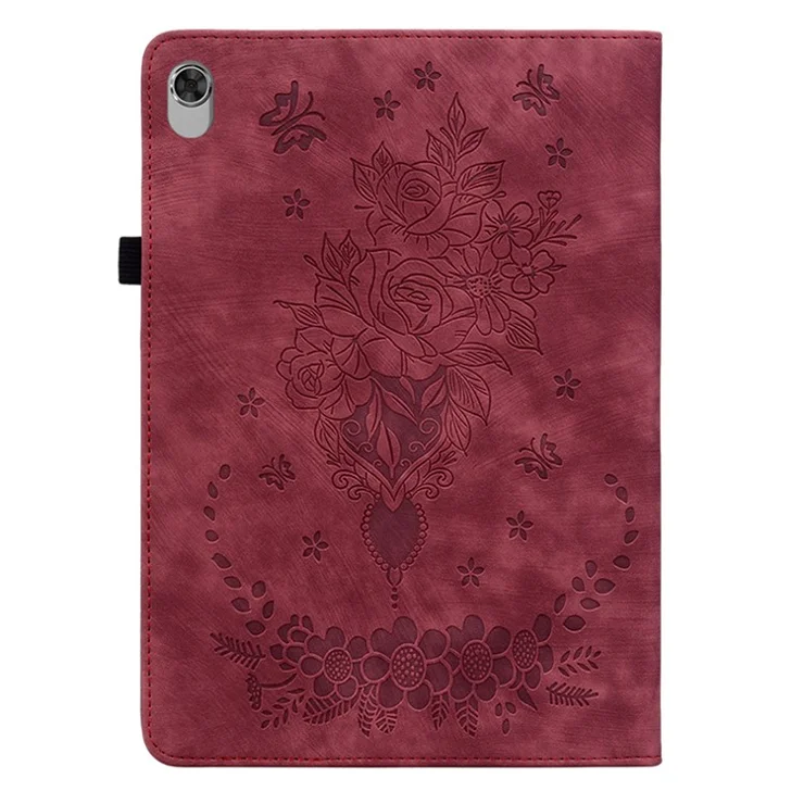 For Lenovo M10 Plus 10.3" TB-X606F / TB-X606X Shockproof Shell Imprinted Stand Cover PU Leather Case - Red