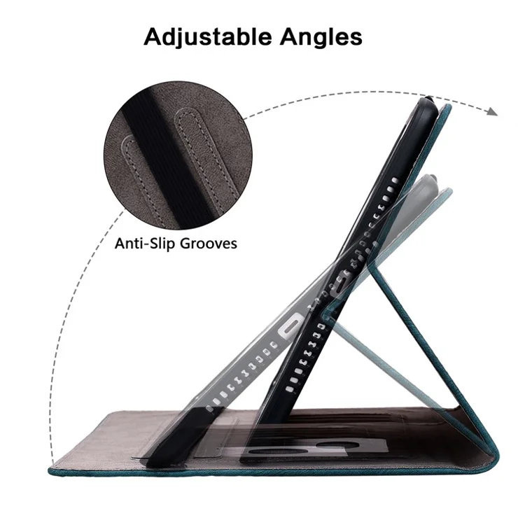 For Samsung Galaxy Tab A 8.0 (2019) SM-T290 (Wi-Fi) / SM-T295 (LTE) PU Leather Card Holder Shell Imprinted Tablet Stand Case - Blue