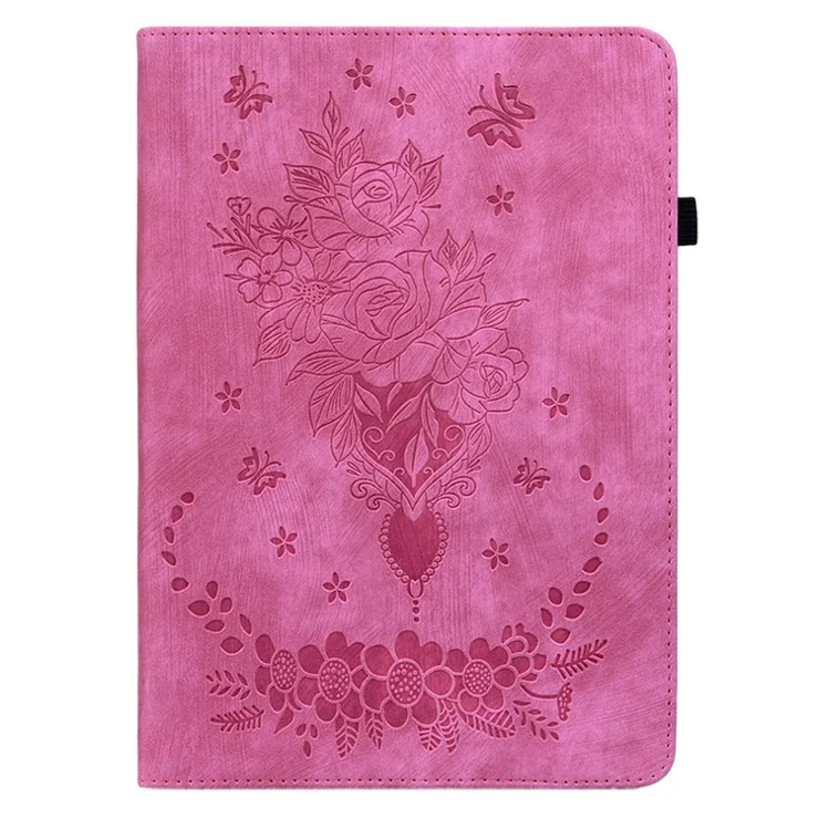 For iPad Air 11 (2025) / (2024) / Pro 11 (2018) / (2020) / (2021) / (2022) / Air (2022) / (2020) Imprinted Leather Stand Case - Rose