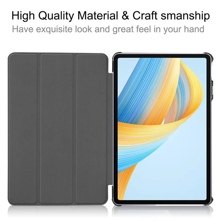For Honor Pad V8 Tri-fold Stand Tablet Case PU Leather Full Protective Cover with Auto Sleep / Wake - Black