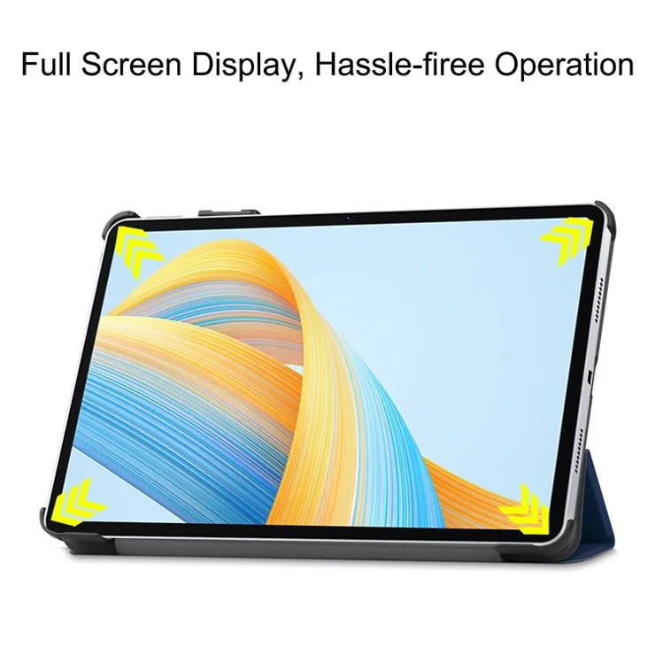 For Honor Pad V8 Tri-fold Stand Tablet Case PU Leather Full Protective Cover with Auto Sleep / Wake - Dark Blue