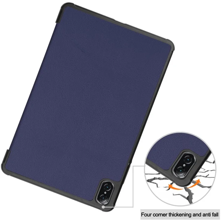 For Honor Pad V8 Tri-fold Stand Tablet Case PU Leather Full Protective Cover with Auto Sleep / Wake - Dark Blue