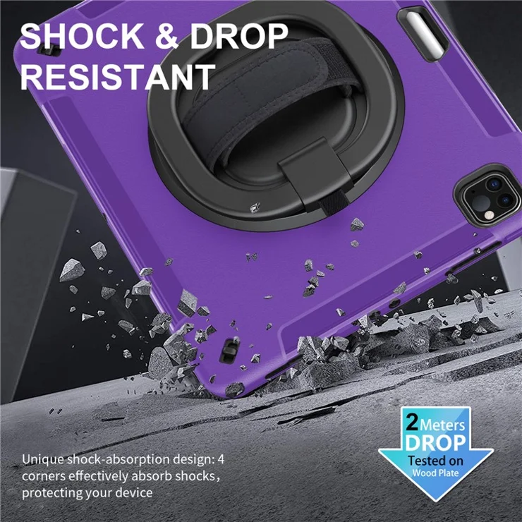 Tablet Case for iPad Air 13 (2025) / (2024) / Pro 12.9 (2022) / (2021) / (2020) / (2018) Kickstand Cover with Pen Slot, Shoulder Strap - Purple