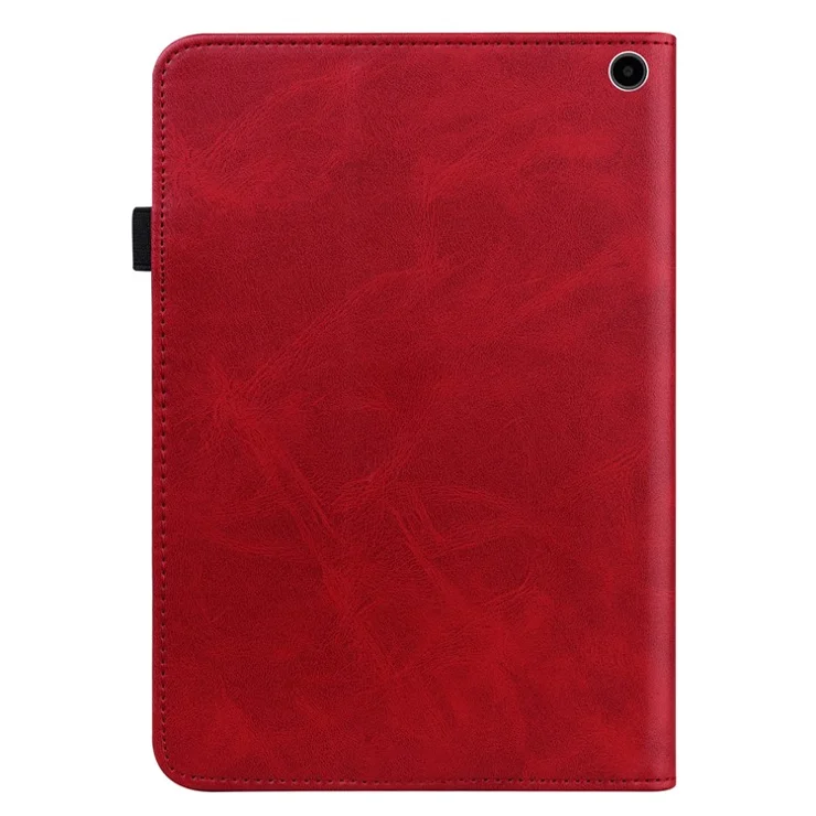 For Amazon Fire Max 11 PU Leather Stand Folio Case Line Imprinted Card Slots Tablet Cover - Red