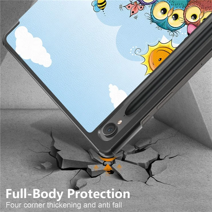 For Samsung Galaxy Tab S9 11-Inch SM-X710, SM-X716B, SM-X718U Pattern Printing Leather Tablet Case Trifold Stand Smart Cover - Cute Animal