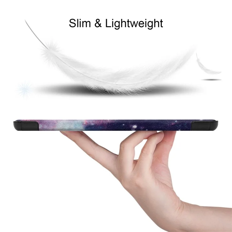 For Samsung Galaxy Tab S9 PU Leather Tablet Case Pattern Printing Trifold Stand Smart Auto Sleep / Wake Cover - Galaxy