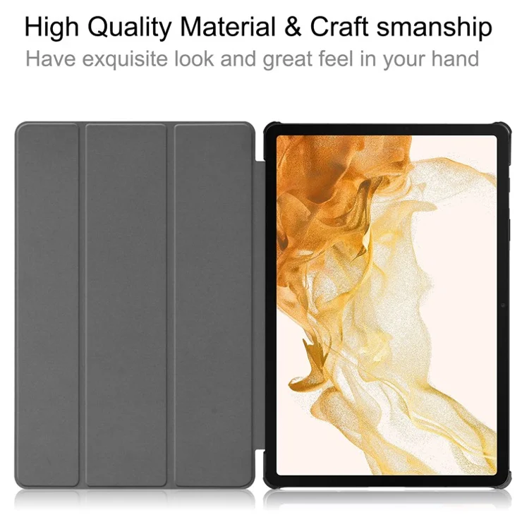 For Samsung Galaxy Tab S9+ Trifold Stand Folio Cover PU Leather Pattern Printing Smart Tablet Case - Galaxy