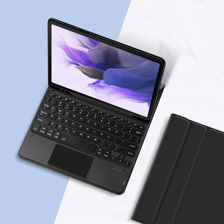 Stand Leather Case for Samsung Galaxy Tab S10+ / S9+ / S8+ / S7+ / S7 FE Detachable Keyboard with Pen Slot and Touchpad
