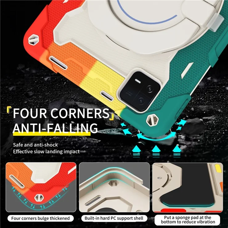 For Xiaomi Pad 6 PC + Silicone Protective Cover 360-degree Rotary Kickstand Drop-proof Tablet Case - Black