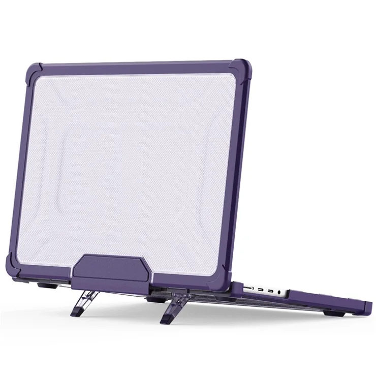 For MacBook Pro 14 inch (2024) (2021) / (2023) (A2442 M1 Pro / M1 Max / A2779) Heat Dissipation Hard PC+TPU Laptop Case with Kickstand - Purple