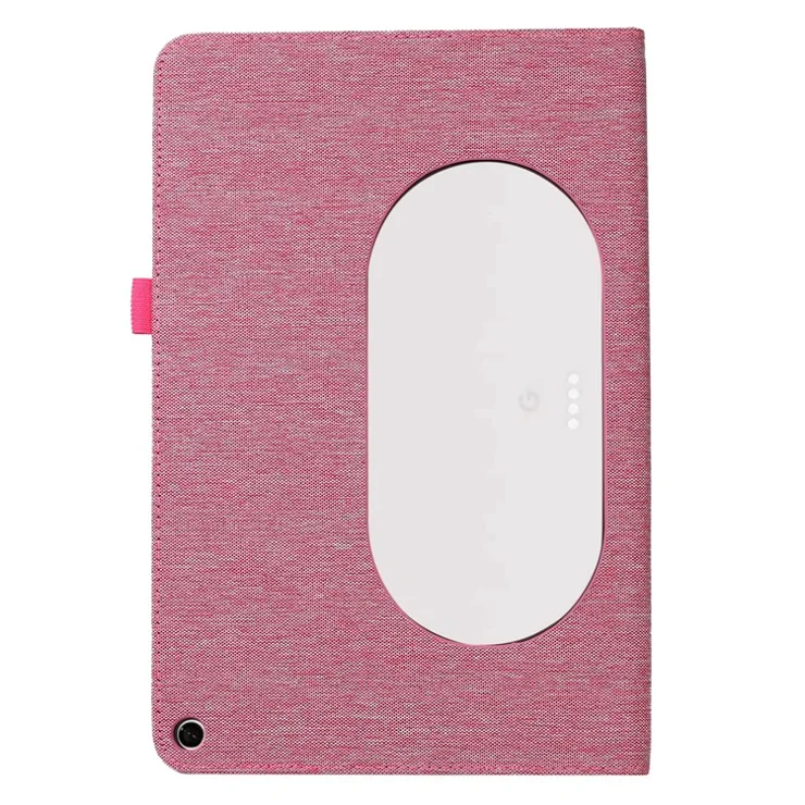 For Google Pixel Tablet Protective Cover Cloth Texture PU Leather Stand Smart Tablet Case with Card Holder - Pink
